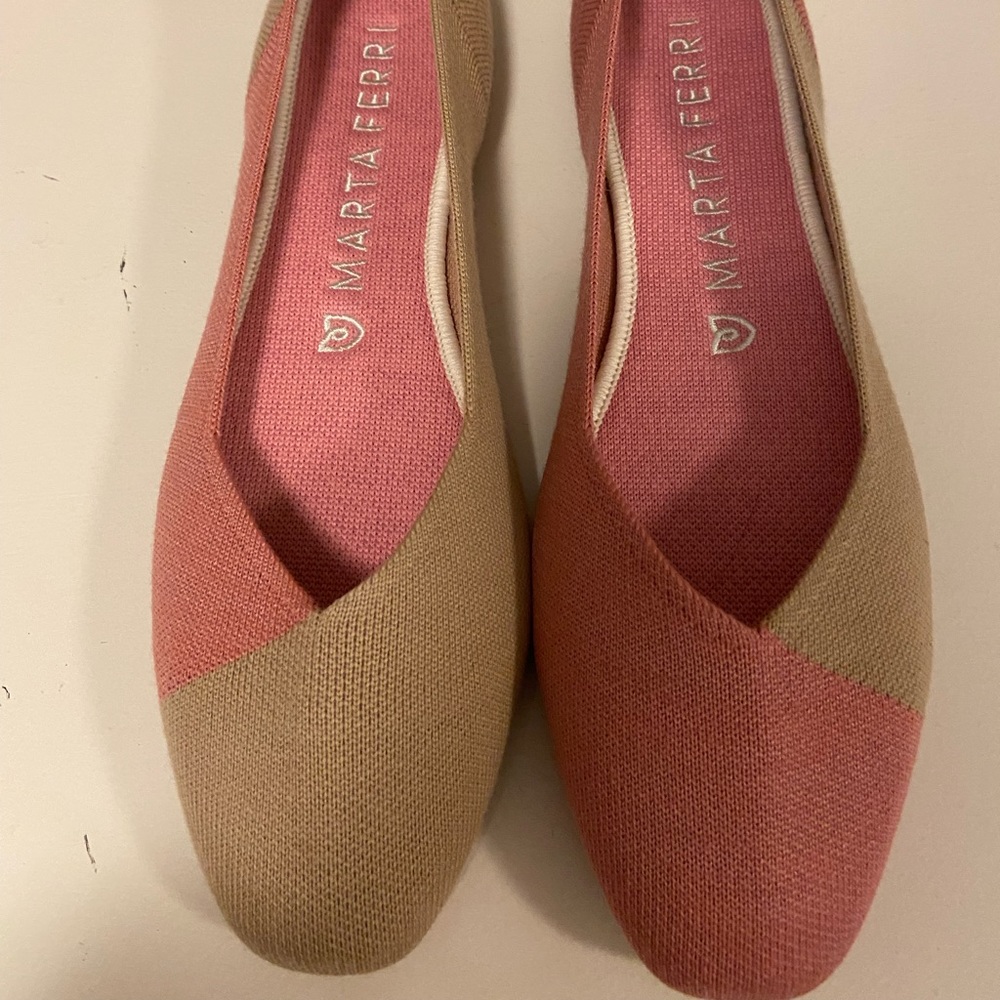 New! Rothy’s Marta Ferri Rose Camel Marta Squares